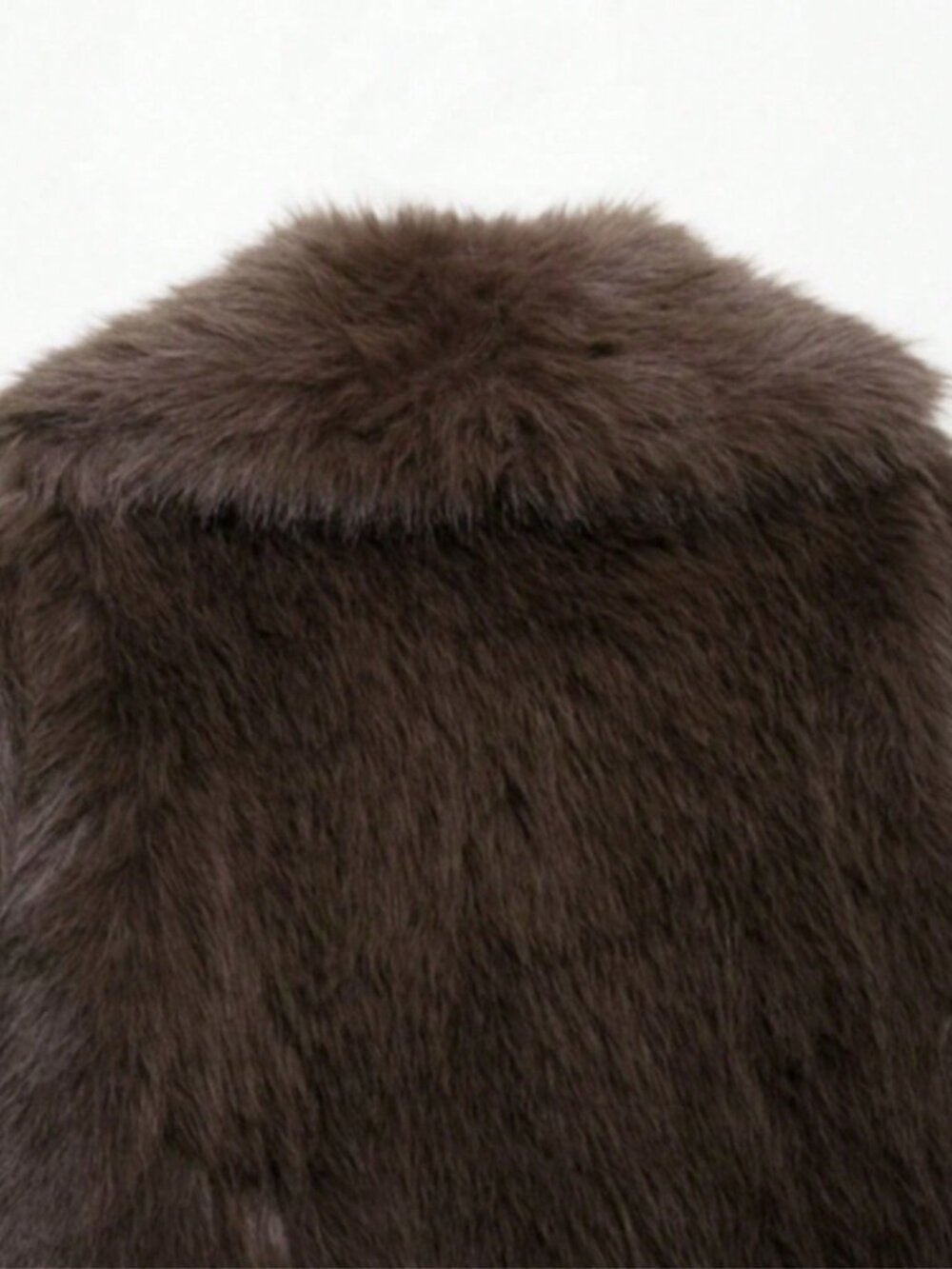 Brown Casual Women's Faux Fur Collar Short Jacket - Picture 7 of 9